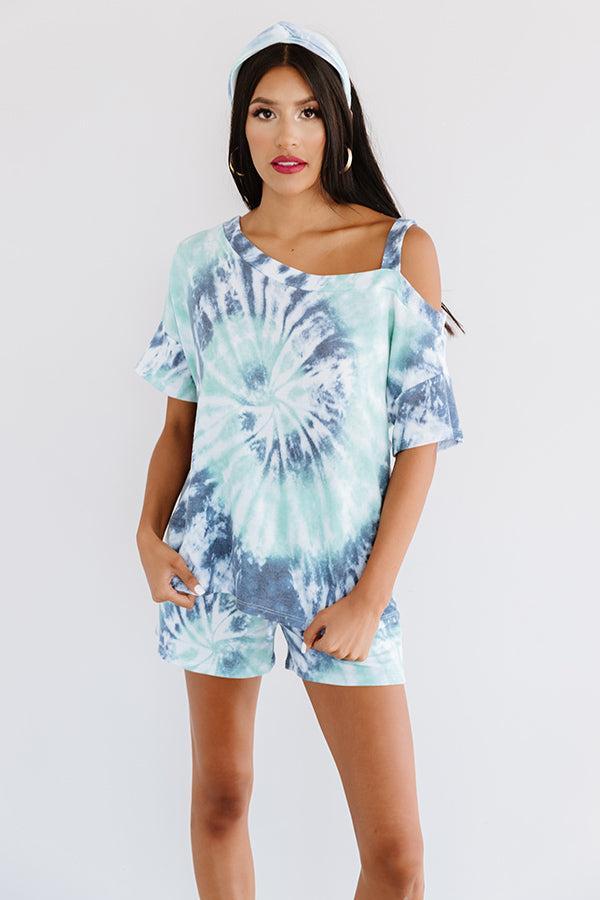 Go Getter Tie Dye Shift Top In Aqua Product Image