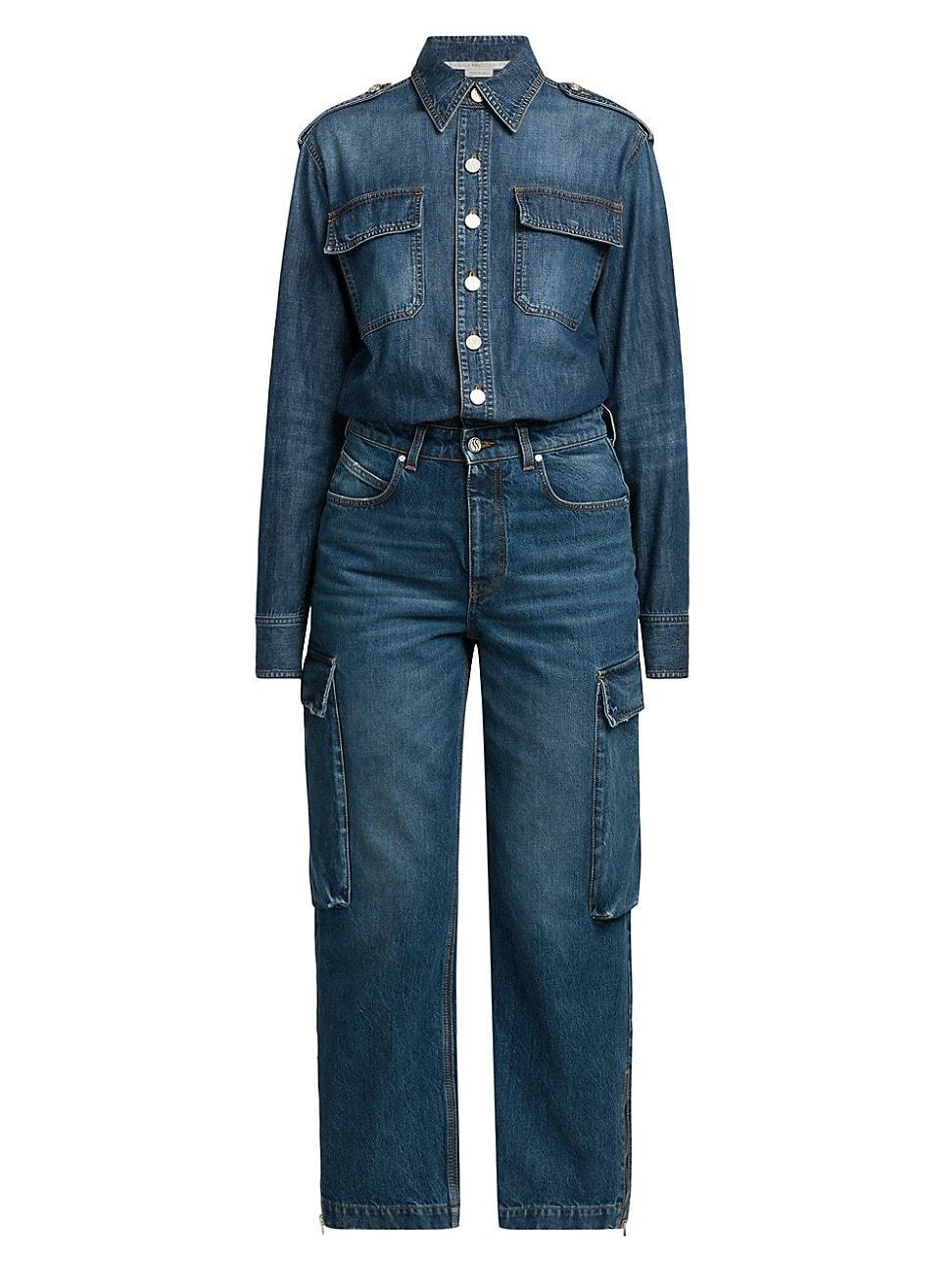 Womens Denim Cargo Jumpsuit product image