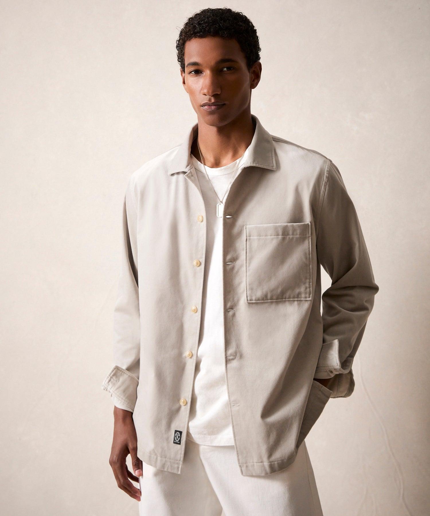 Italian Velvet Overshirt in Mauve Product Image