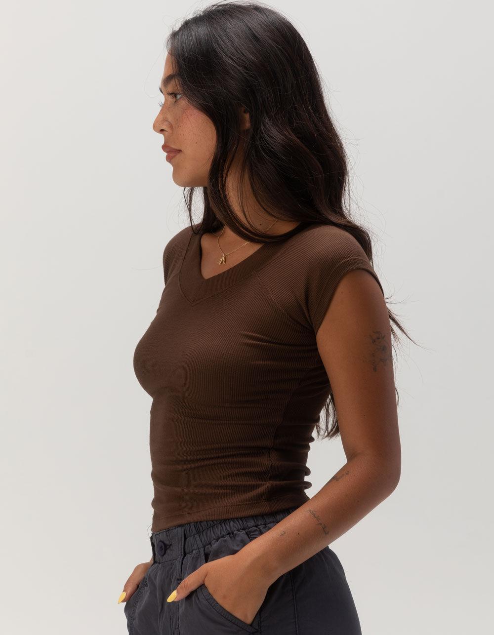 BDG Urban Outfitters Shannan Ribbed V-Neck Tee Product Image