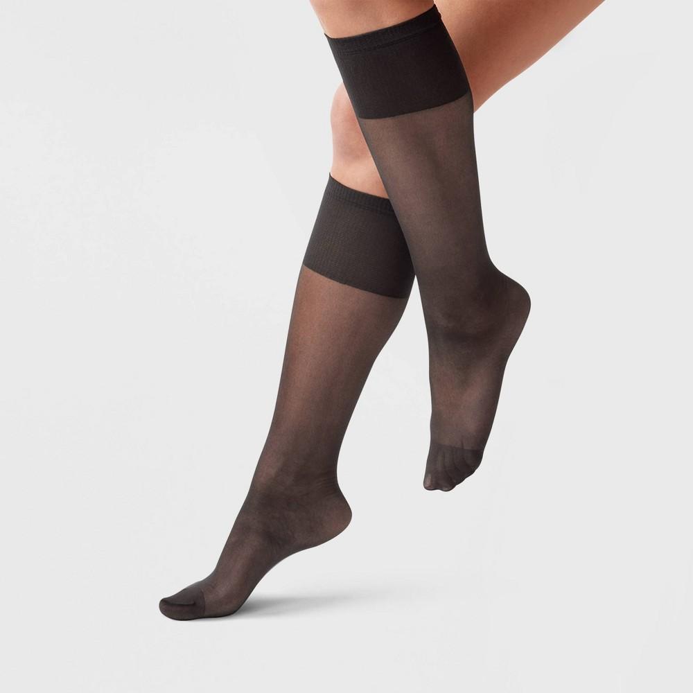 Womens Sheer Fashion Knee Highs - A New Day Black 4-10 Product Image