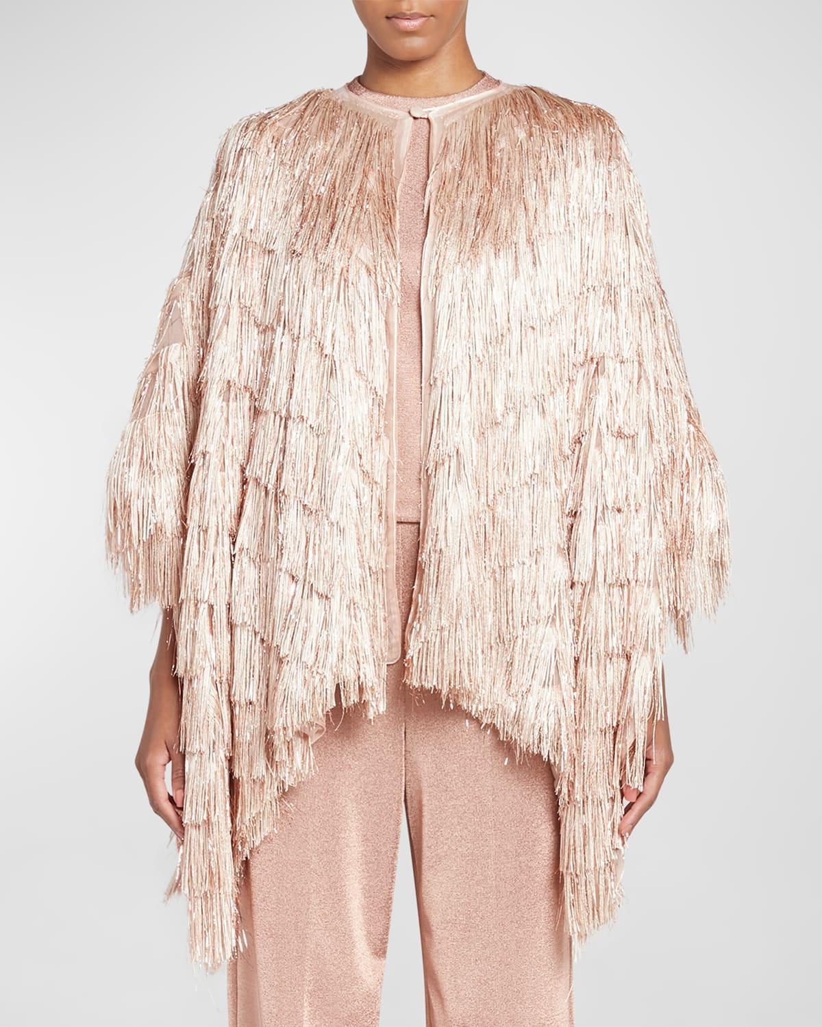 Womens Metallic Threaded Fringe Cape Product Image