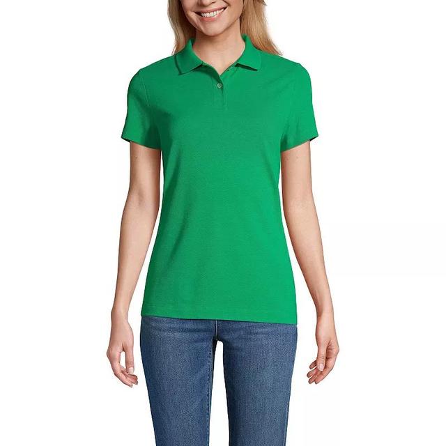 Womens Lands End Short Sleeve Basic Mesh Polo Shirt Vibrant Green Product Image