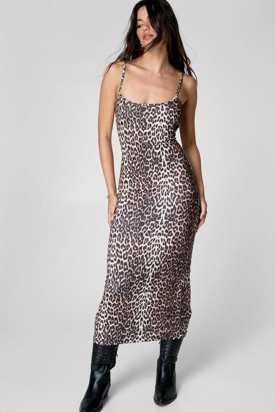 Leopard Print Strappy Midi Dress Product Image