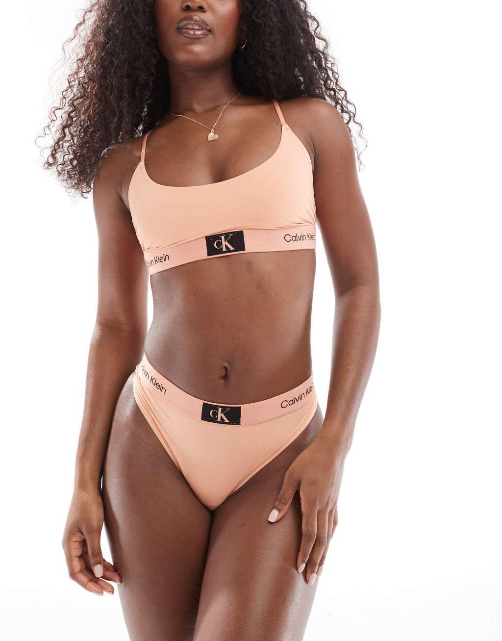 Calvin Klein CK 96 micro unlined bralette in coral Product Image