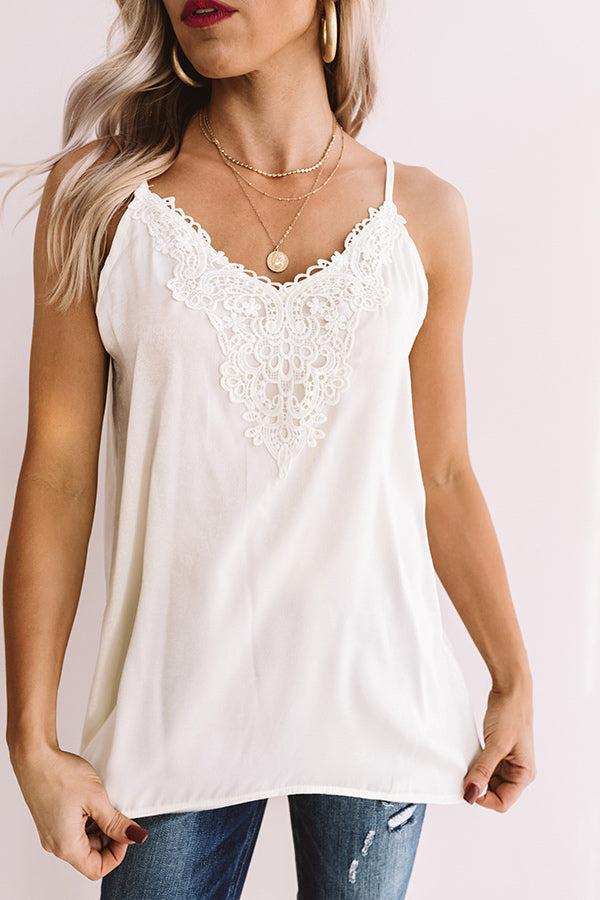 Martini Time Crochet Shift Tank in Ivory Product Image