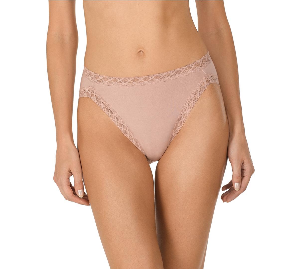 Natori Bliss Lace-Trim Cotton French-Cut Brief Underwear 152058 Product Image