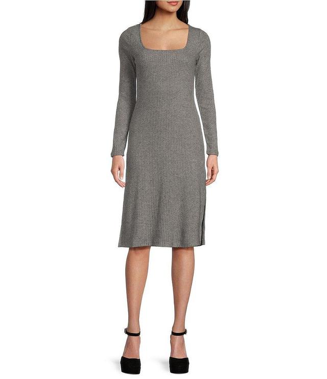 Coco + Jaimeson Long Sleeve Square Neck Rib Midi Dress Product Image