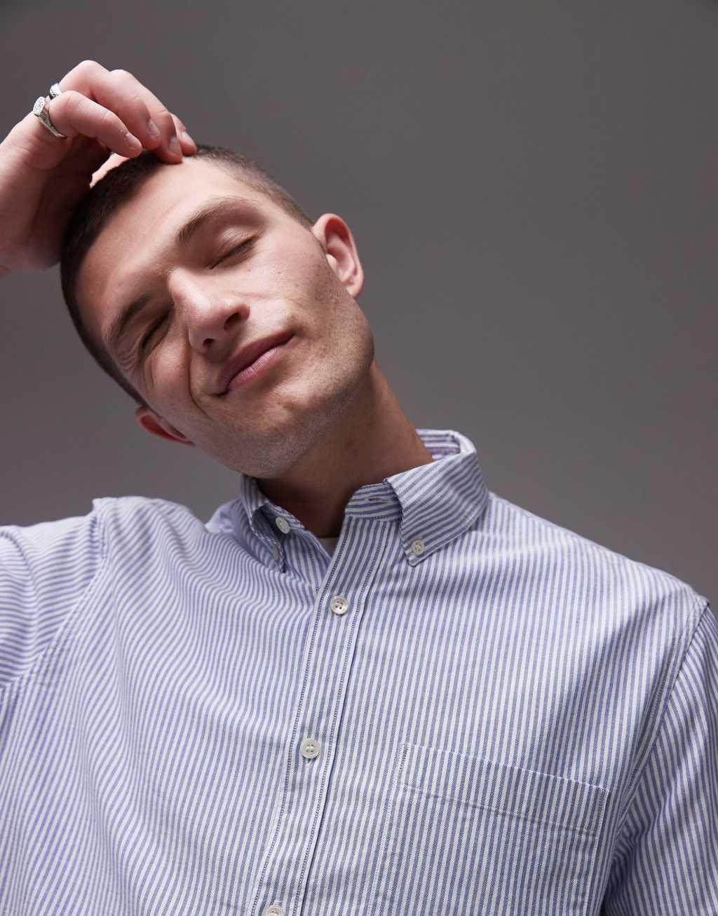 ARKET oxford shirt in blue and white stripe Product Image