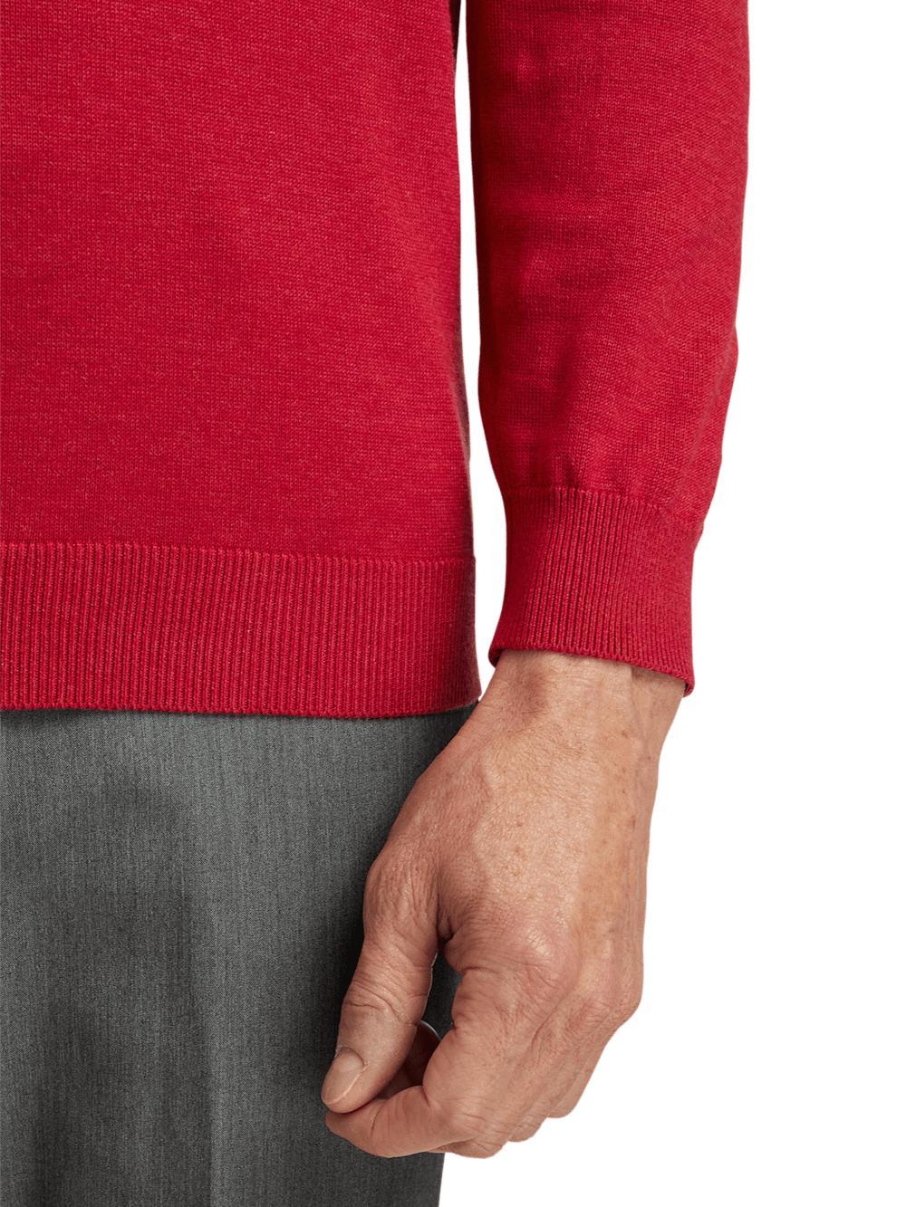 Supima Cotton Mock Neck Sweater - Red Product Image