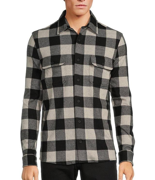 Rowm Big & Tall The Lodge Long Sleeve Plaid Jacquard Button Down Knit Shirt Product Image