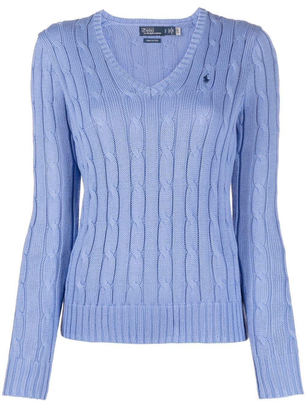 POLO RALPH LAUREN Polo Pony Cable-knit Jumper In Blue Product Image