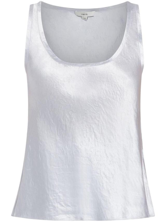 Scoop-neck Satin Vest Top In Silver Product Image