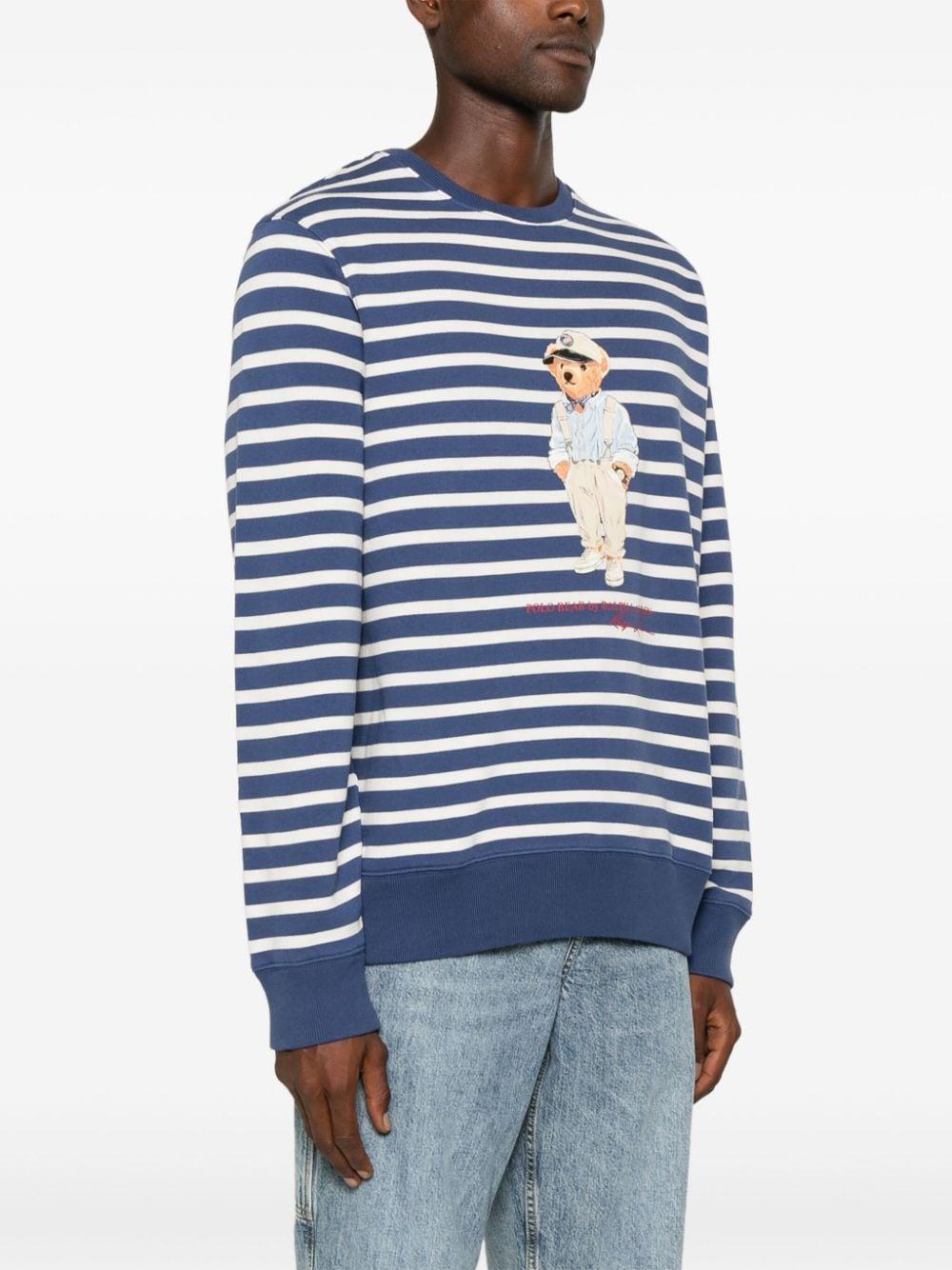 Polo Bear Stripe Sweatshirt In Lt Nvy,deck Wht Hmgy Bear Product Image