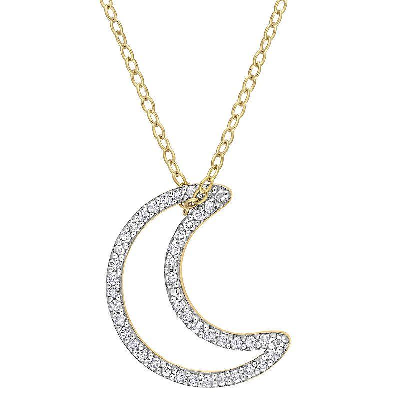 Stella Grace 18k Gold Over Sterling Silver 1/5 Carat T.W. Diamond Moon Pendant Necklace, Womens 18k Gold Plated Product Image