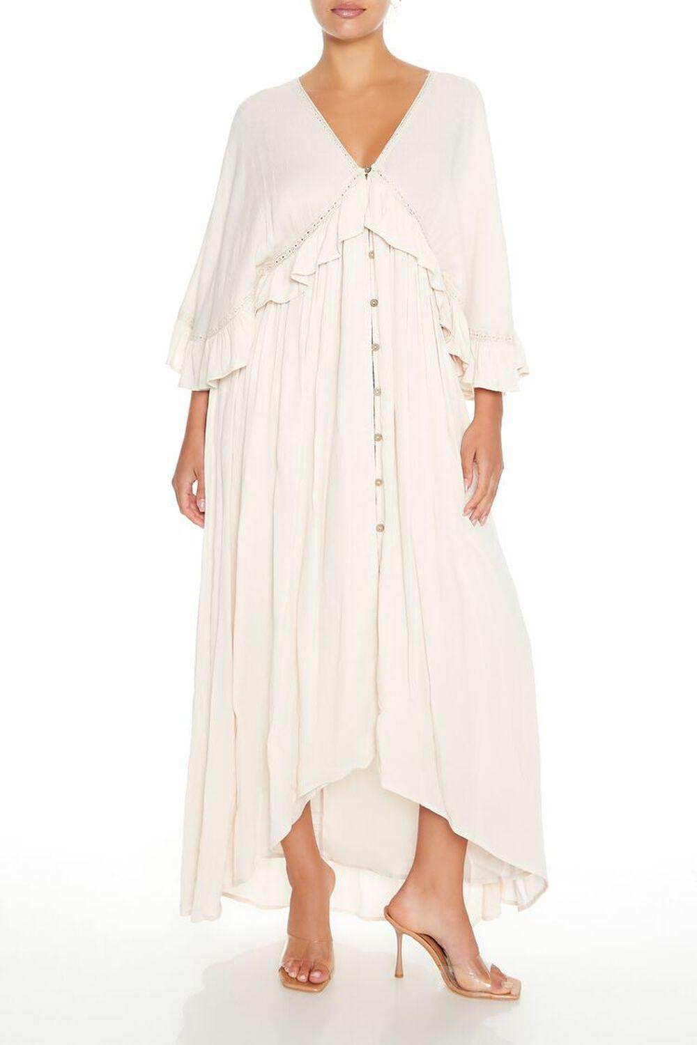 Butterfly-Sleeve Flounce Maxi Dress | Forever 21 Product Image