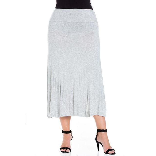 Plus Size 24Seven Comfort Apparel Comfortable Fit Elastic Waist Maxi Skirt, Womens Red Product Image