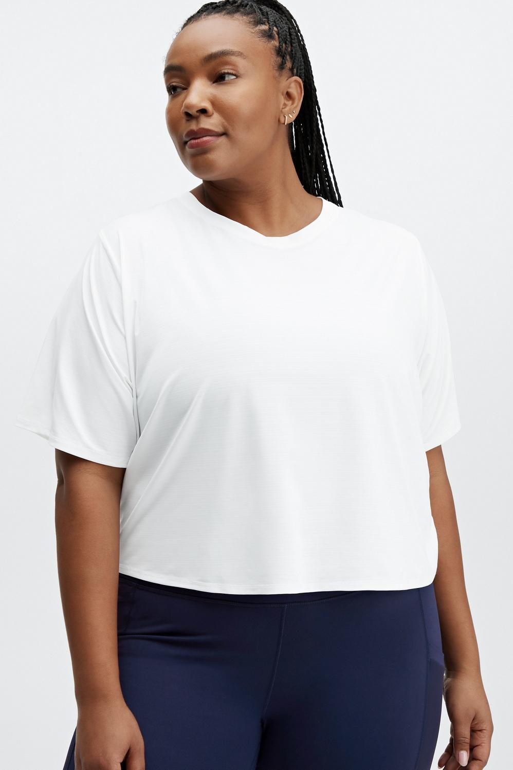 Fabletics Eco-Conscious Twist Back Short-Sleeve Tee Womens white plus Size 4X Product Image