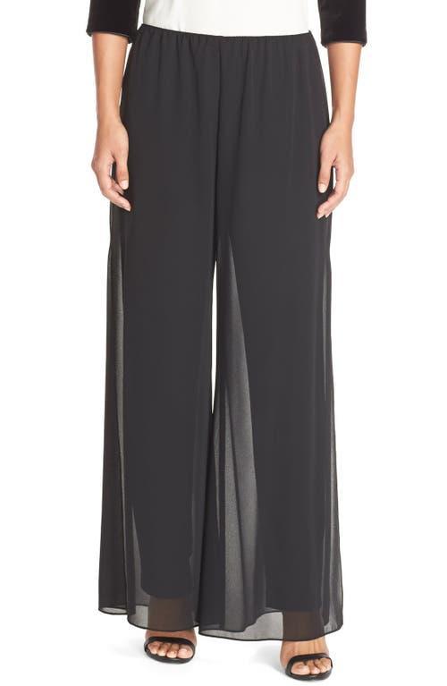 Alex Evenings Georgette Chiffon Wide Leg Mid Rise Flowy Pants Product Image