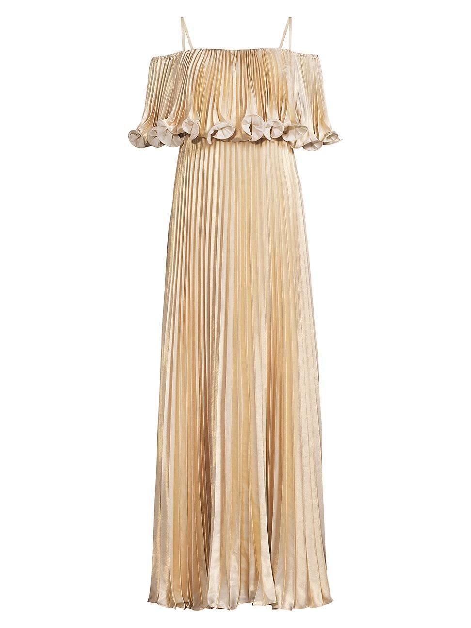 Womens Nikita Metallic Pleated Maxi Dress Product Image