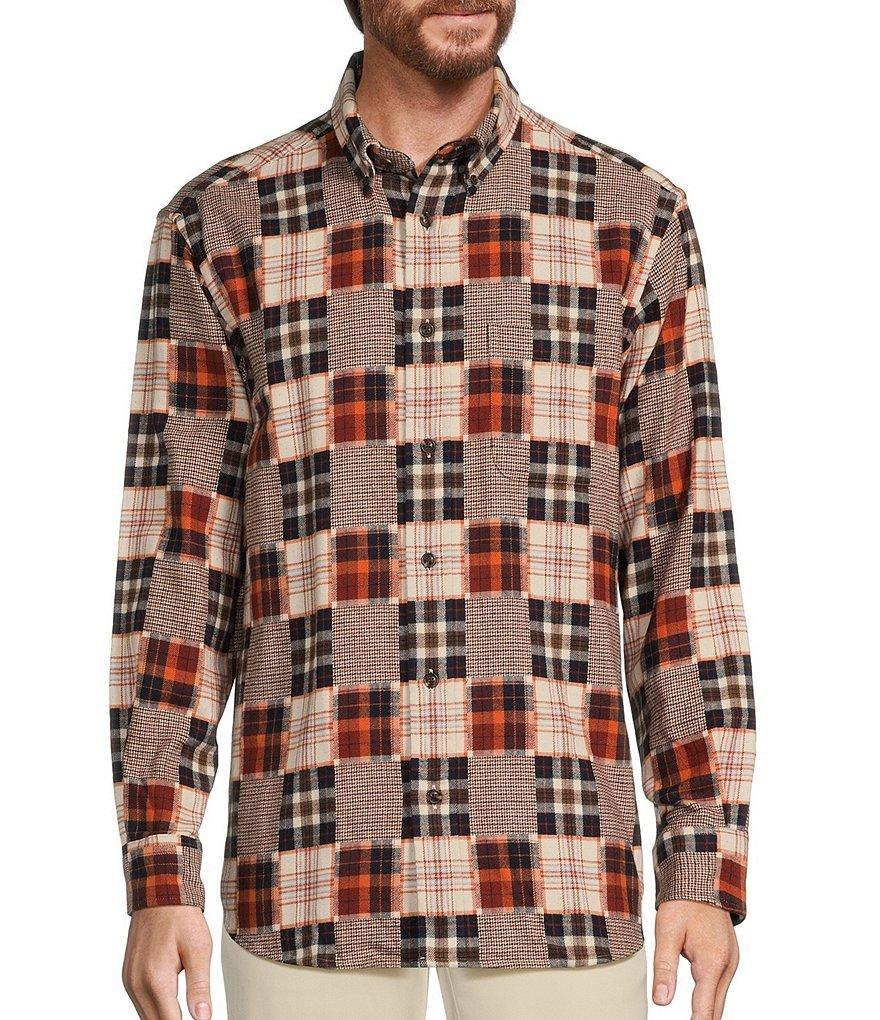 Roundtree & Yorke Long Sleeve Patchwork Portuguese Flannel Sport Shirt Product Image