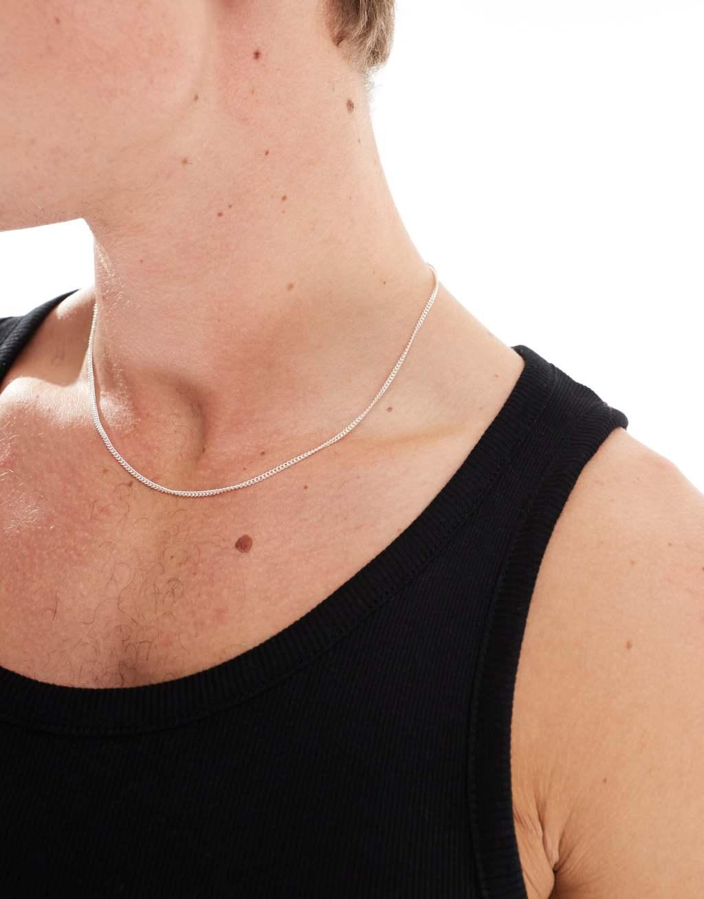 ASOS DESIGN sterling silver short chain necklace in silver  Product Image