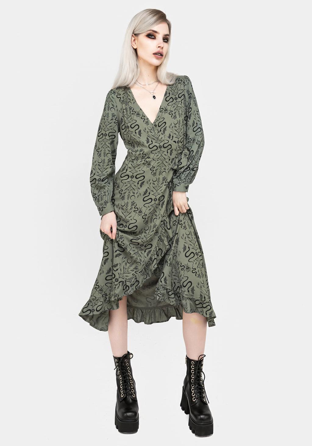 Dominion Snake Print Midi Wrap Dress Product Image