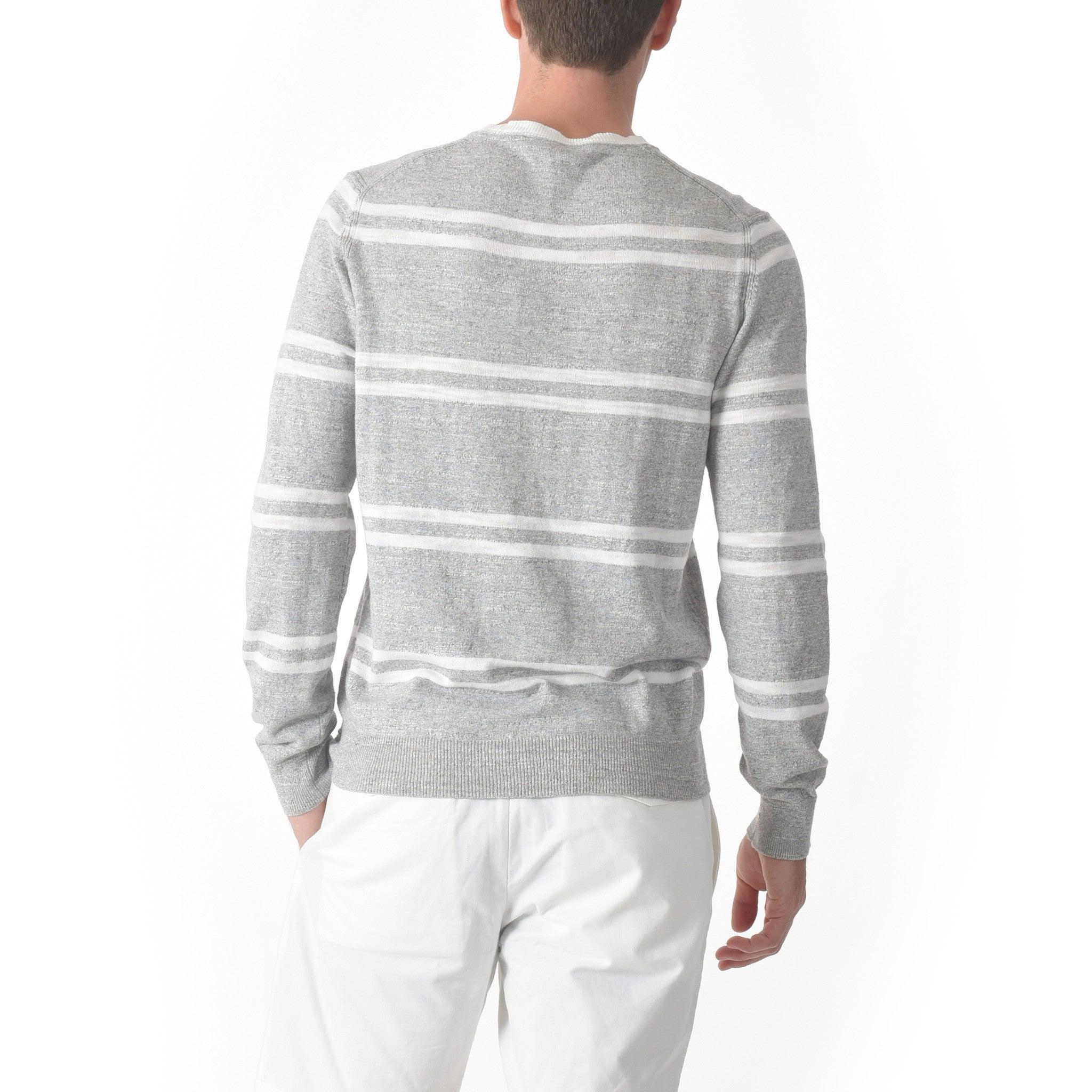 Shore Club Double Stripe Crew - Gray Heather Neutral Stripe Product Image