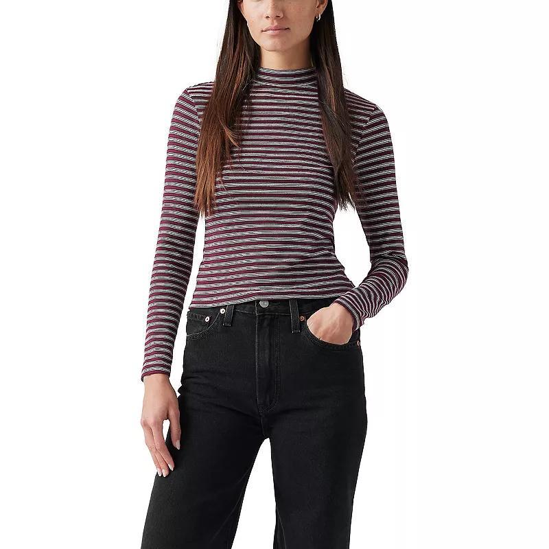 Womens Levis Effortless Long Sleeve T-Shirt Lunar Stripe Red Product Image