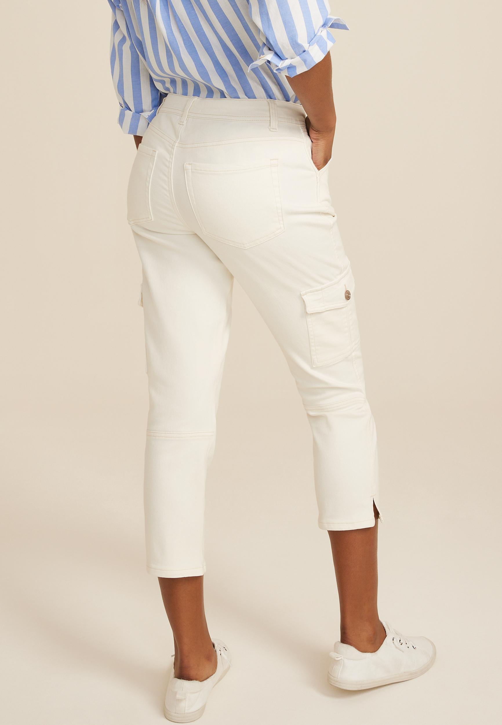 m jeans by maurices™ Straight High Rise Cargo Cropped Jean Product Image