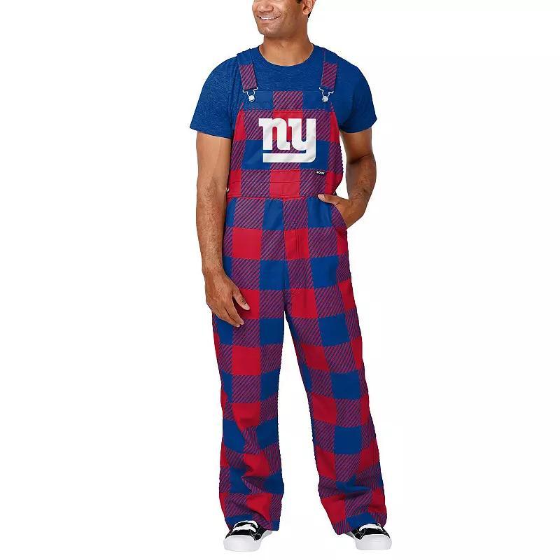 Mens FOCO Royal New York Giants Big Logo Plaid Overalls Product Image