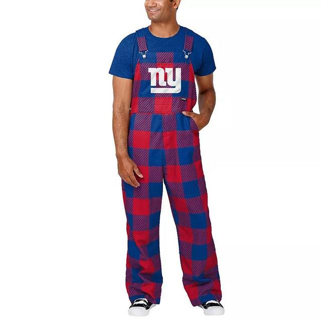 Mens FOCO Royal New York Giants Big Logo Plaid Overalls Product Image