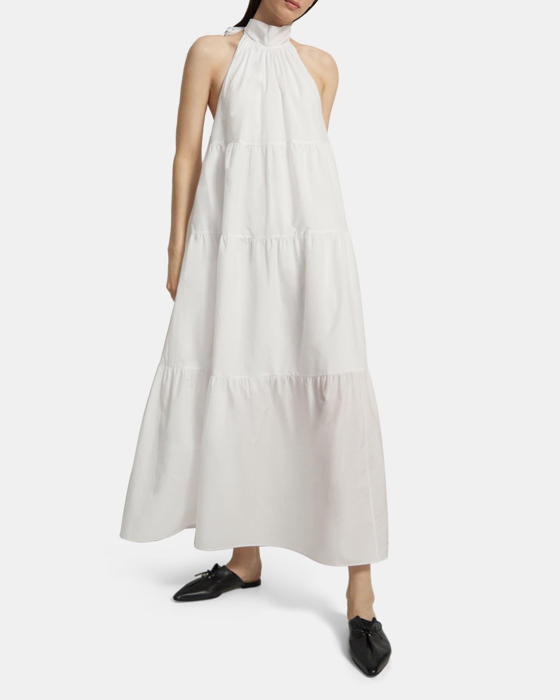 Tiered Halter Maxi Dress in Cotton Blend Product Image