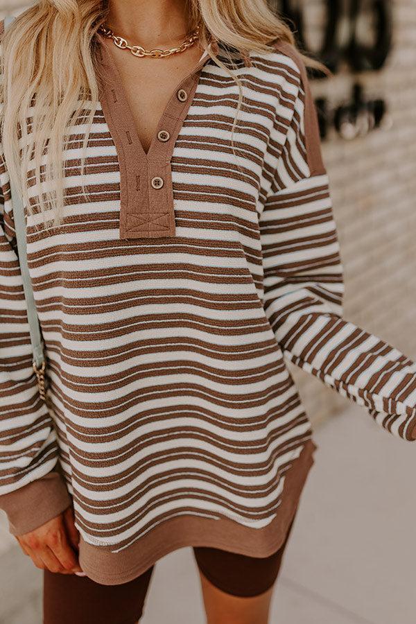 Sweet Treat Stripe Sweatshirt in Mocha Product Image