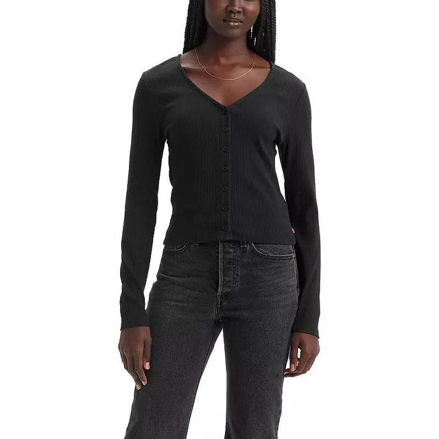 Womens Levis Muse Long Sleeve Button-Front Tee Black Product Image