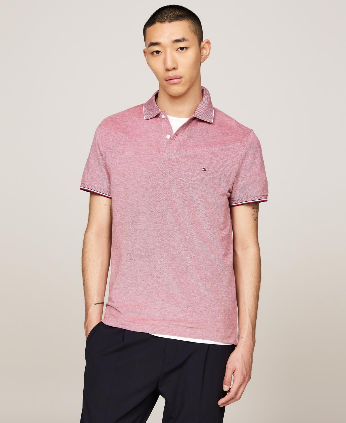 Tommy Hilfiger Mens Slim-Fit Mouline Oxford Polo Shirt Product Image