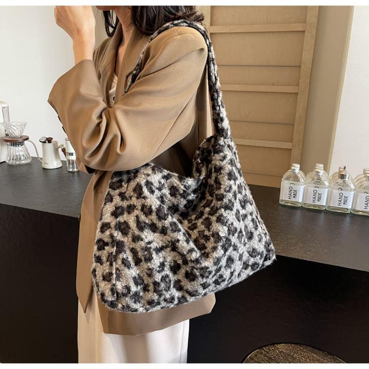 Leopard Patterned Boucle Tote Bag Product Image