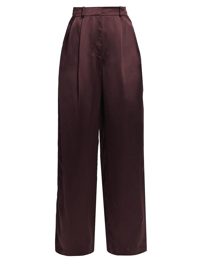 Womens Vione Silk-Blend Straight-Leg Pants Product Image