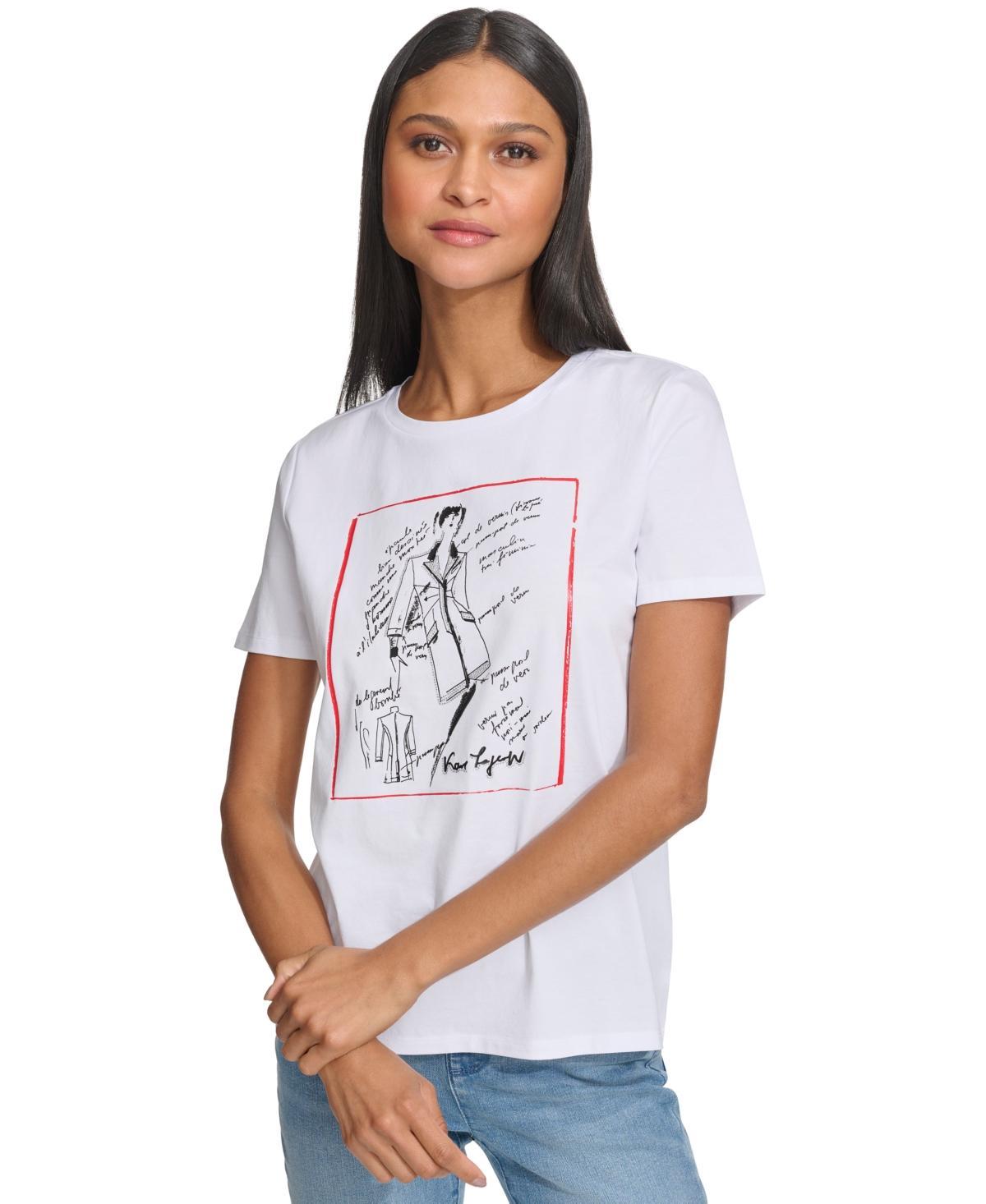 Women's Fashion Sketch Girl Graphic T-Shirt  Product Image