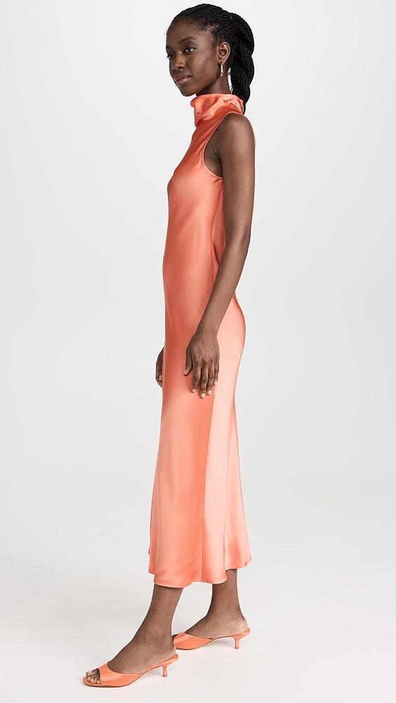 LAPOINTE Double Face Satin Drape Neck Sleeveless Dress | Shopbop Product Image