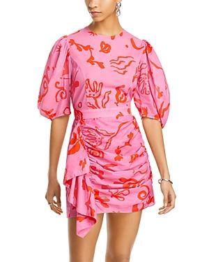 Womens Pia Printed Puff-Sleeve Minidress Product Image