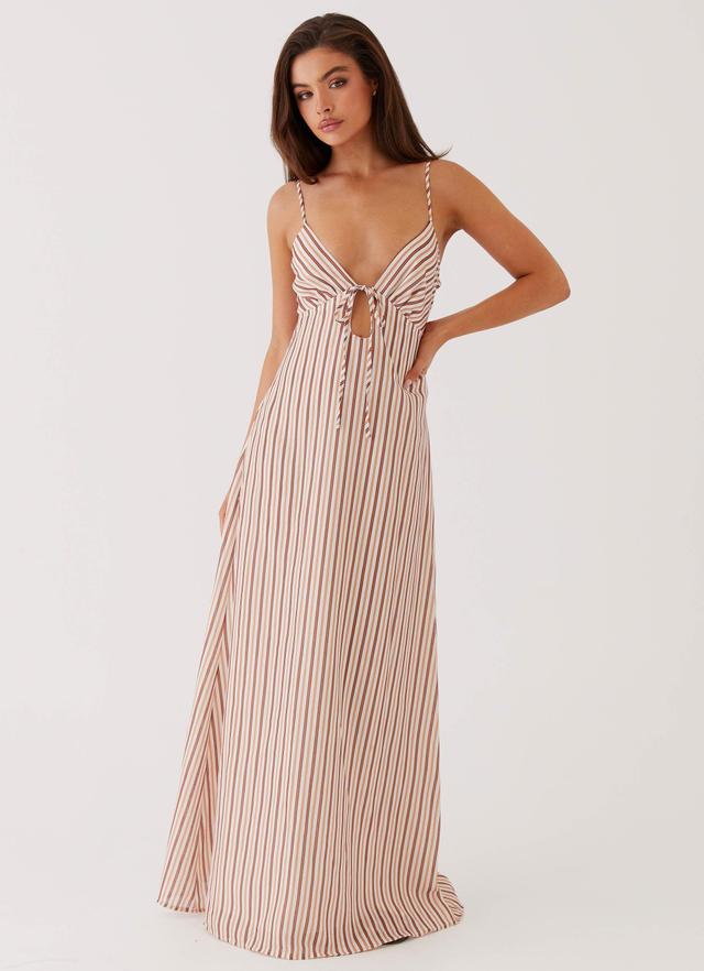 Flora Linen Maxi Dress - Passionfruit Stripe Product Image