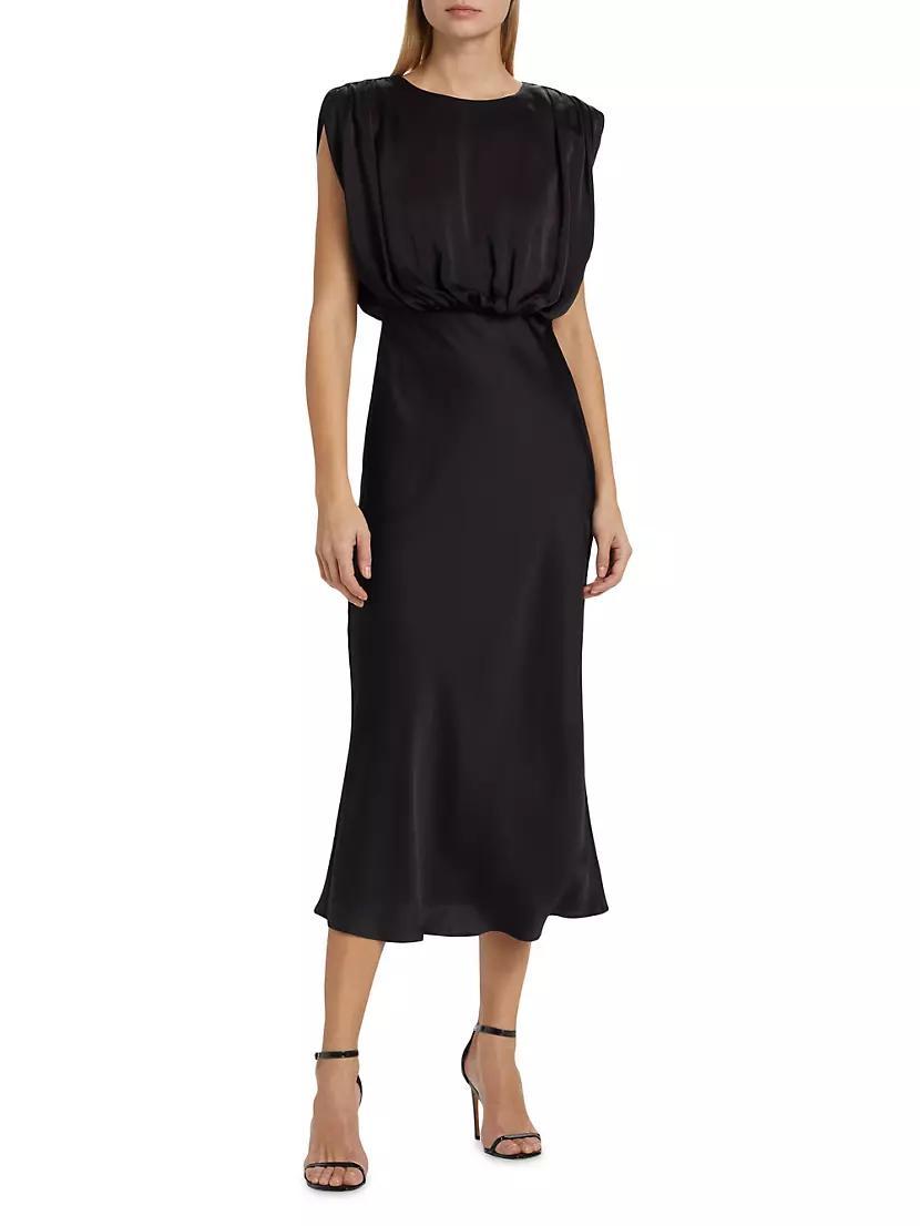 Flora Ruched Sleeveless Midi-Dress Product Image