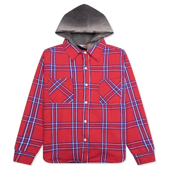 Flannel Quilt Shirt Jacket - Red Male Product Image