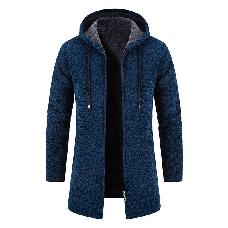 Hooded Knit Zip-Up Jacket Product Image