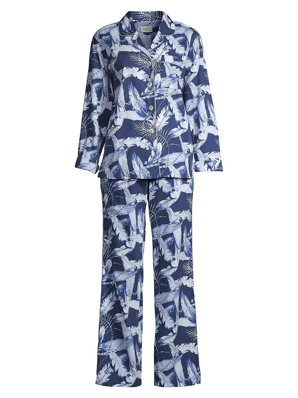 The Lazy Poet Emma Blue Plume Cotton Pajamas Product Image