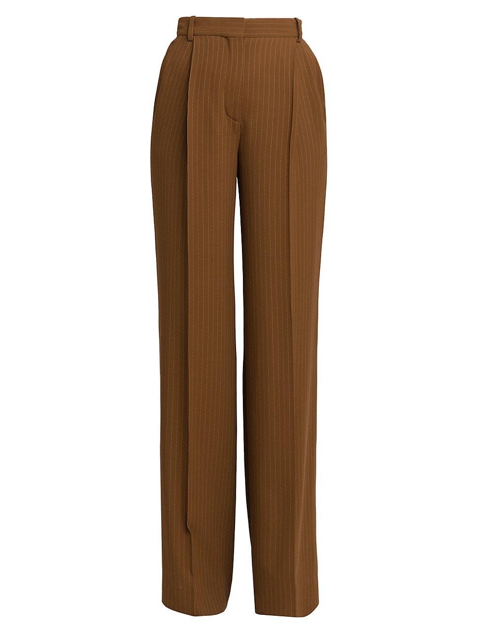 Womens Wide-Leg Chalk Striped Silk Trousers Product Image