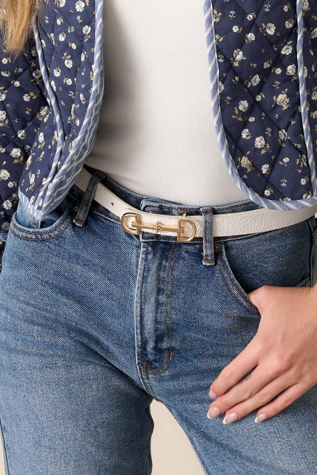 Endless Charm White Textured Belt Product Image