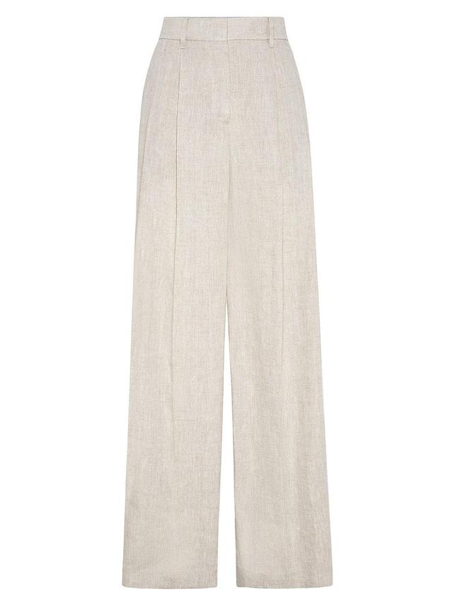 Womens Dlav Linen Wide Pleated Trousers Product Image