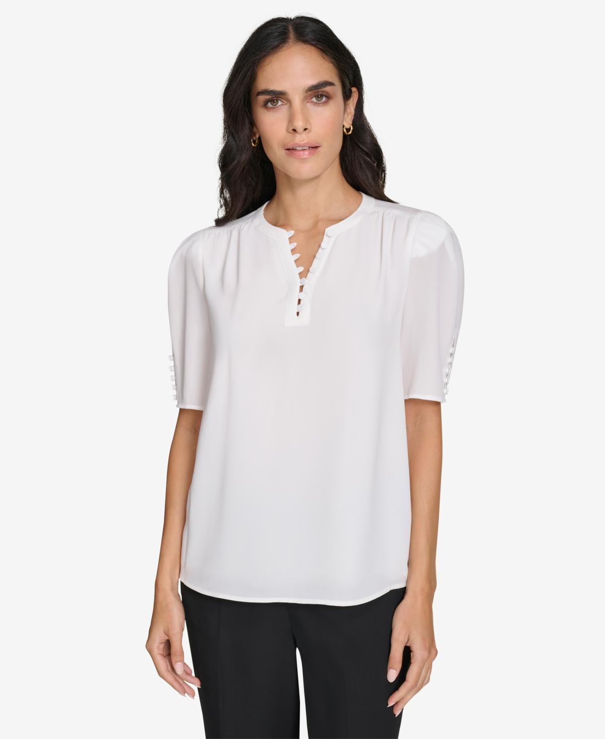 Calvin Klein Womens Button Sleeve Blouse Product Image